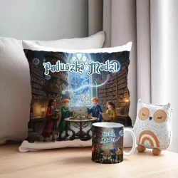 Magiczny zestaw prezentowy Poduszka i Kubek dla czarodzieja do szkoły magii